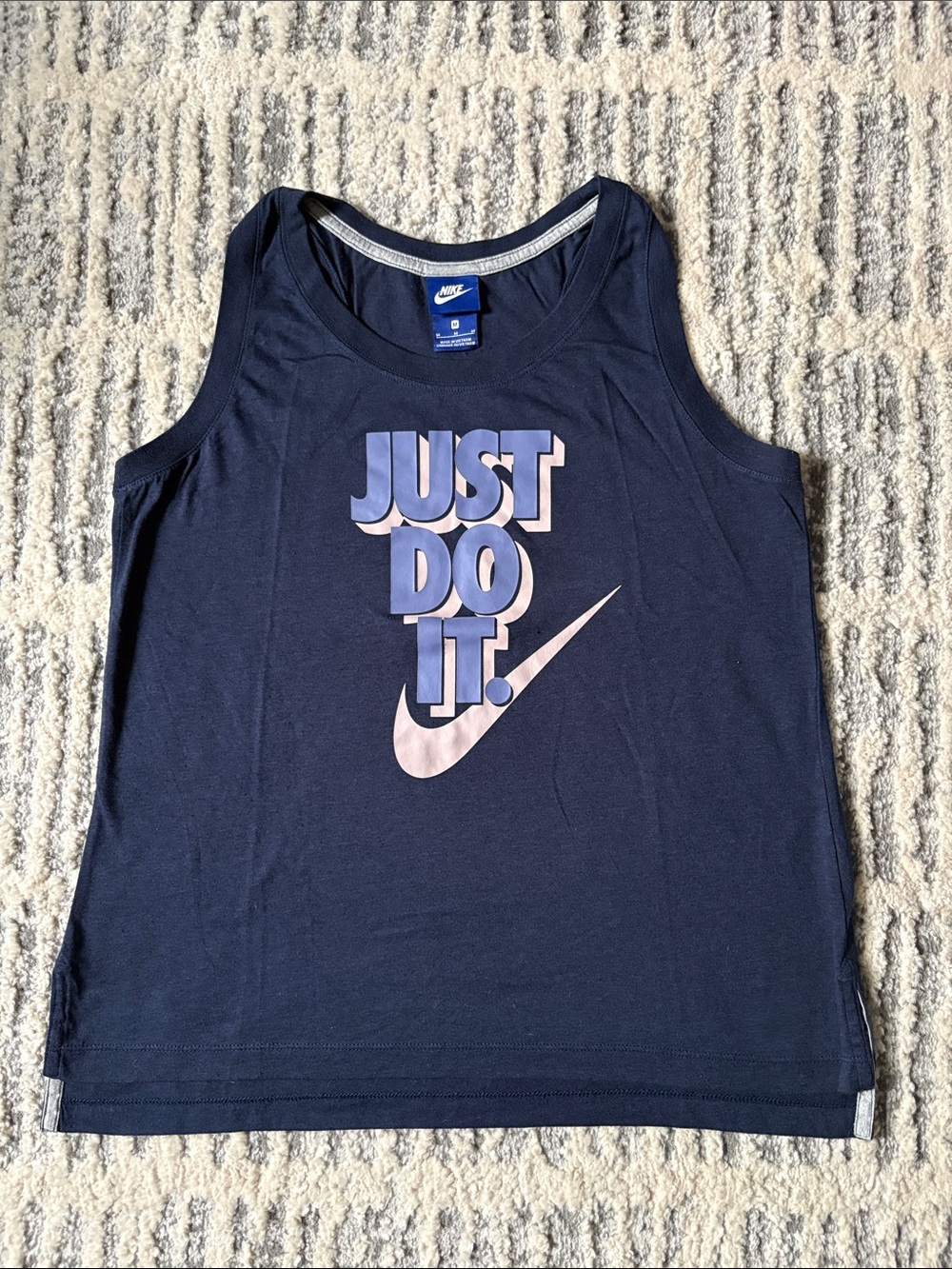 Nike Women’s Navy Blue Tank w/Light Pink & Purple 'Just Do It' Logo